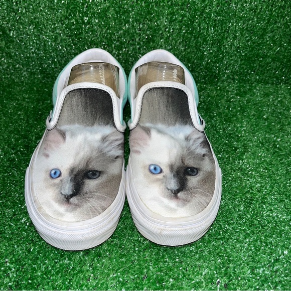 VANS CUSTOMS Cat with Blue Eyes UNISEX Men’s 4.5 Women’s 6 - Picture 6 of 6
